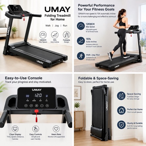 Umay folding treadmill - umay, 12km/h