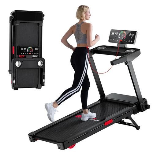 Black folding treadmill - black,
